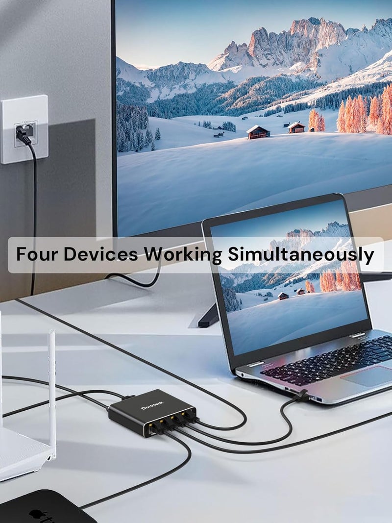 Dockteck Ethernet Splitter 1 to 4 1000Mbps, Internet Cable Splitter 1 in 4 Out High Speed Switch Network Gigabit for LAN RJ45 Port Router Switch Work with Cat5/5e/6/7/8 Cable - Image 5